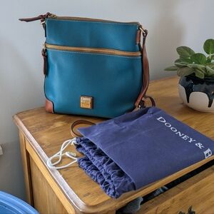 Dooney & Bourke Teal and Brown Pebble Grain Crossbody Bag